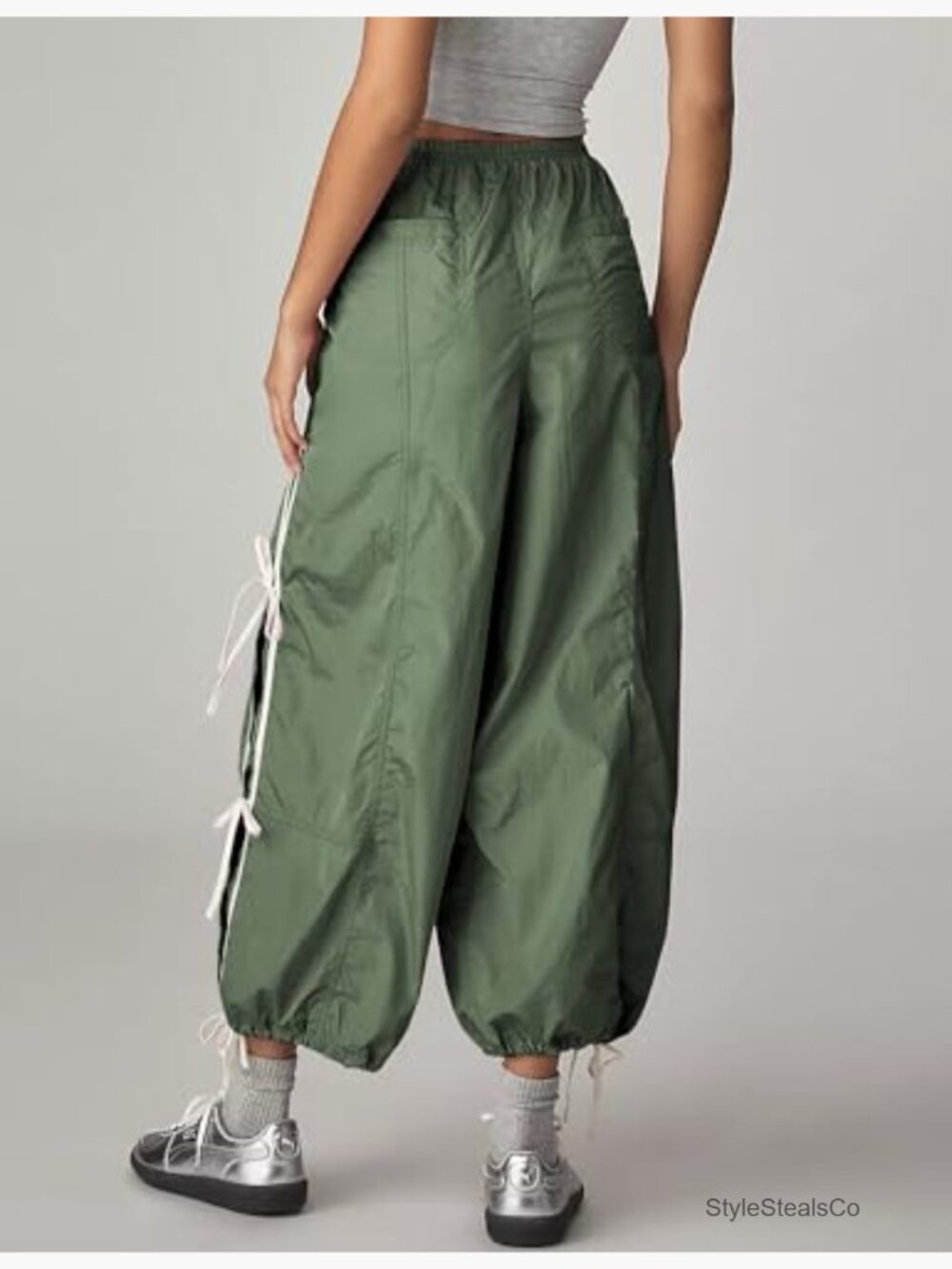 Women's Cargo Pants High Waisted Twist Leg Baggy Hiking Trousers - Picture 4 of 7